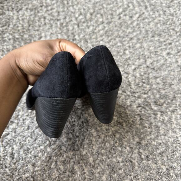 Eileen Fisher Hawk Block Heel Suede Leather Pumps Heels Black Sz 7 Pointed Toe - Picture 6 of 9